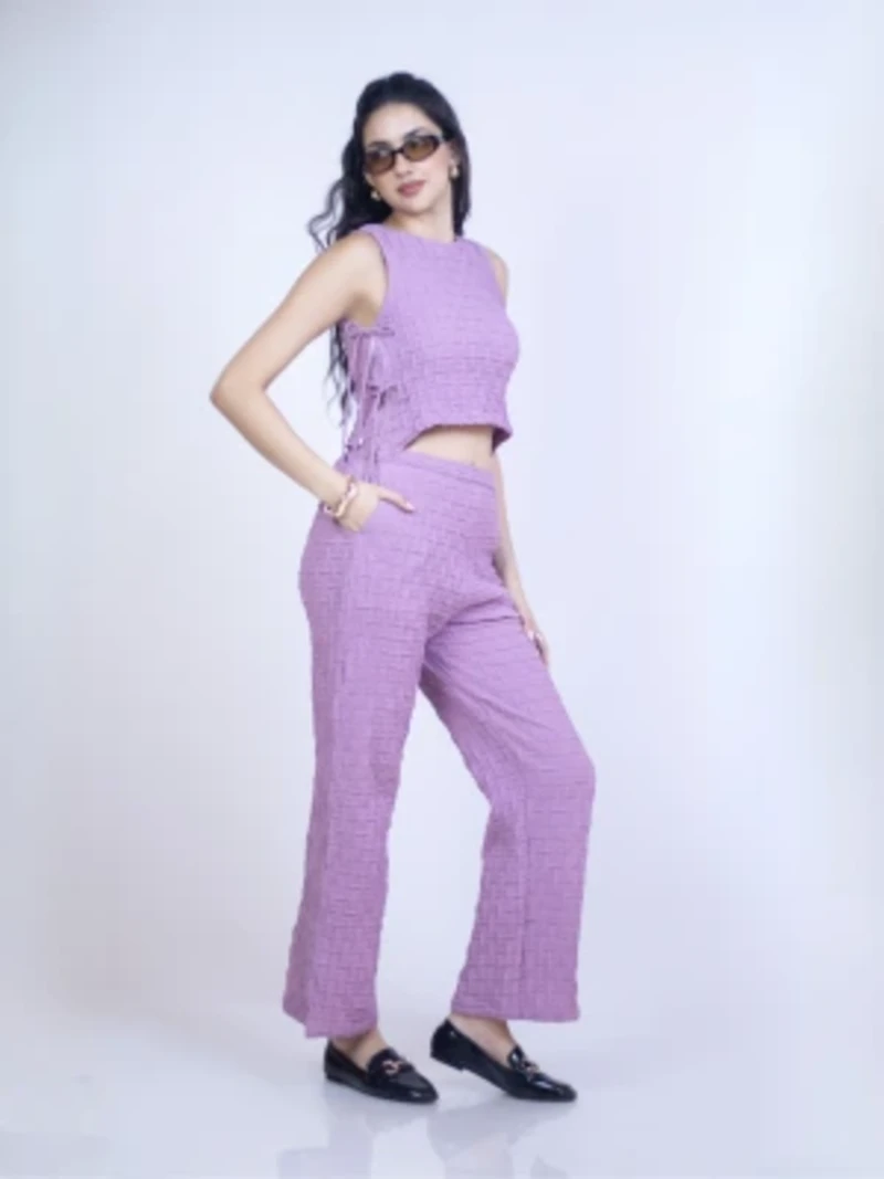 Lavender Crop Top and Trouser Co-ord Set
