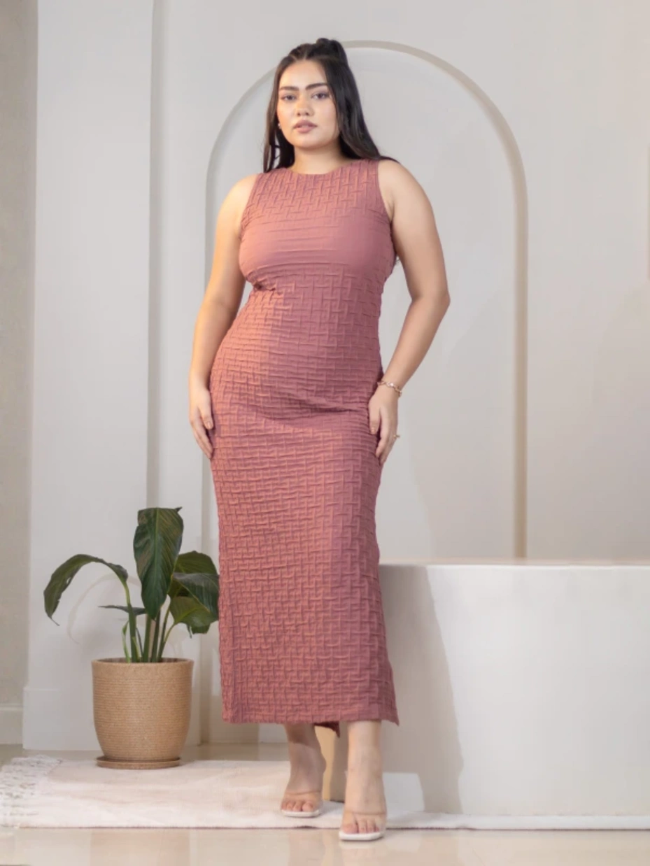 Mauve Slit Bodycon Dress