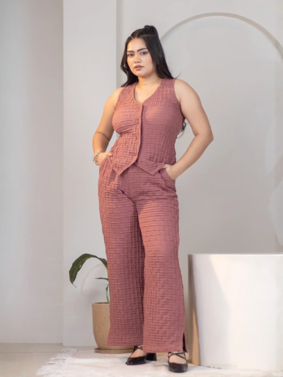 Pink Checked cotton cami top and shorts set