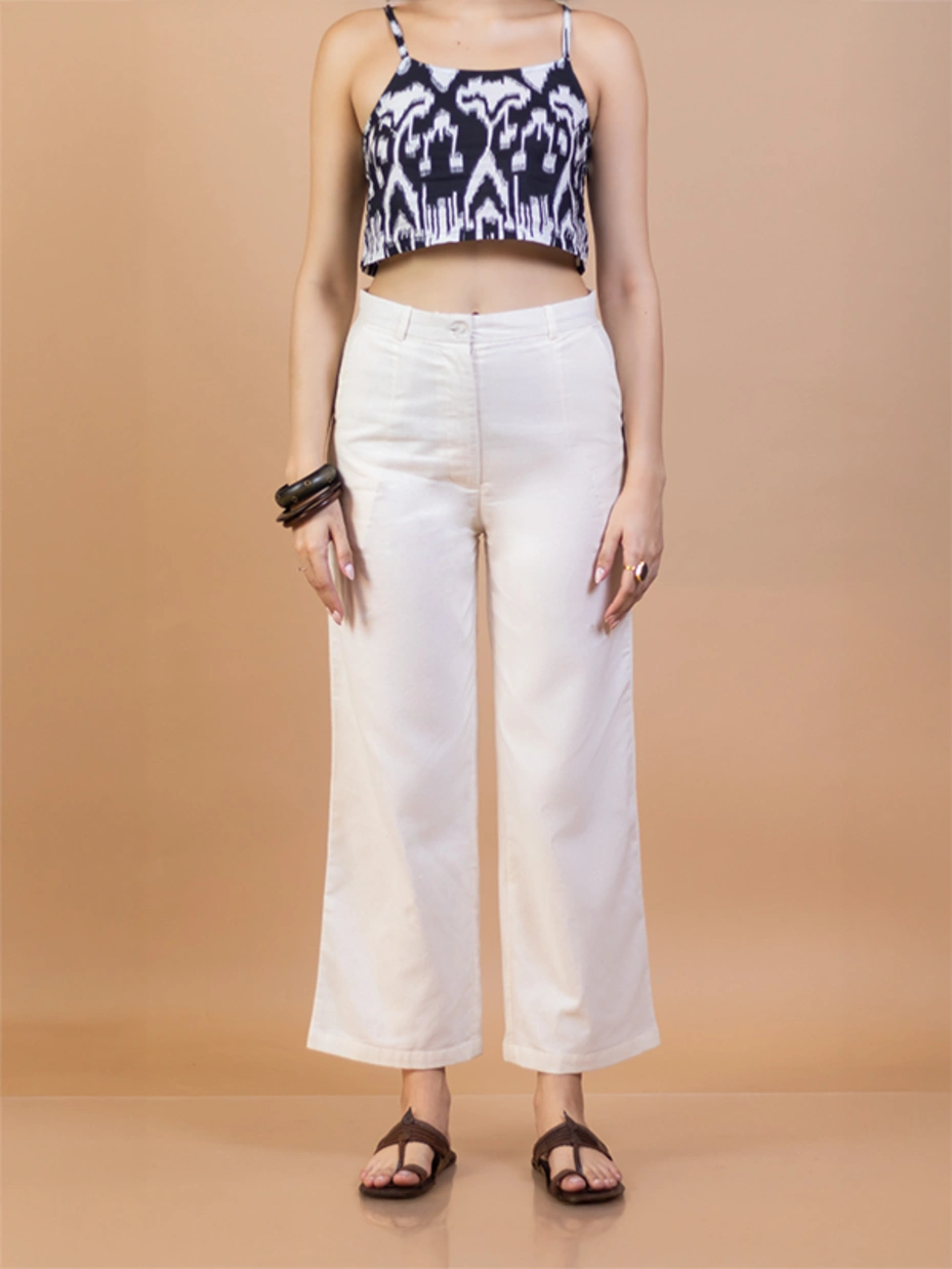 Blue Ikat Cotton Halter Neck Kurti