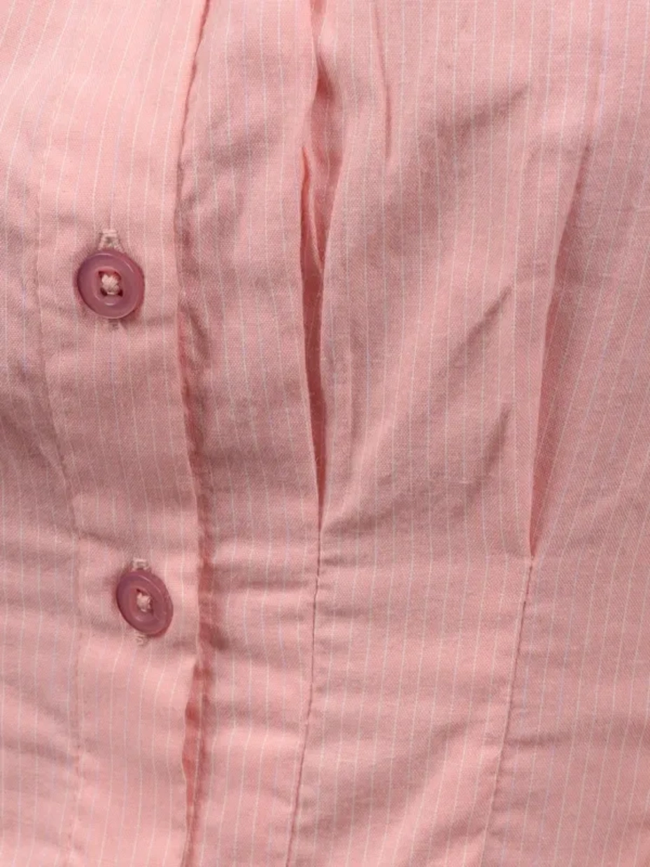 Pink Long Sleeve Square Neck Formal Shirt Dress 7