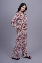 White Floral Viscose Pyjama Set