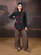 Black Ethnic Co-ord Sets With Tassel Details