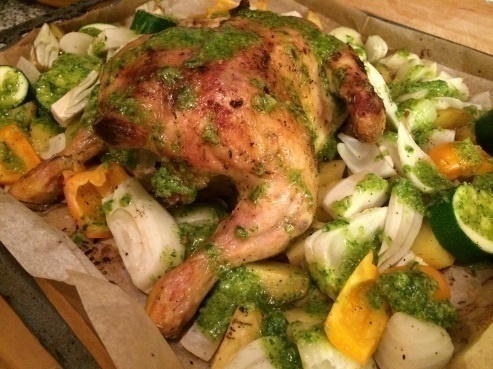 Hühnchen mit Basilikum-Pesto
