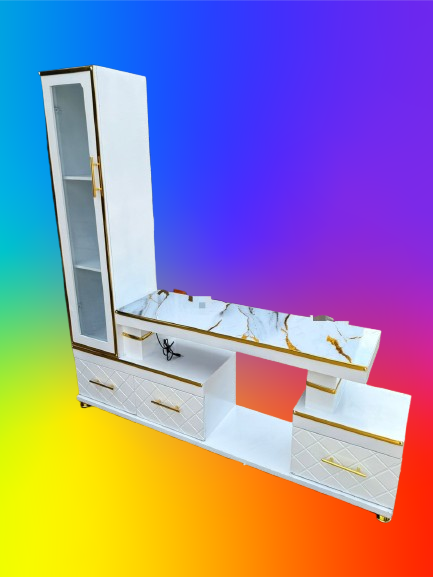 Marble-top TV Stand with Shelf