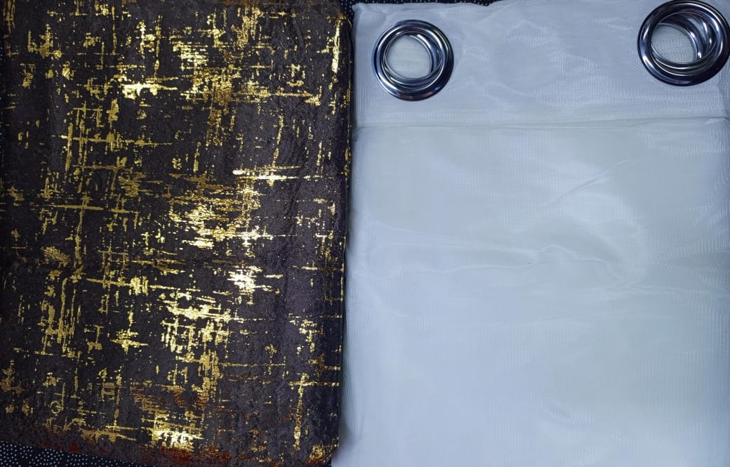 3pc Marble Velvet Curtains