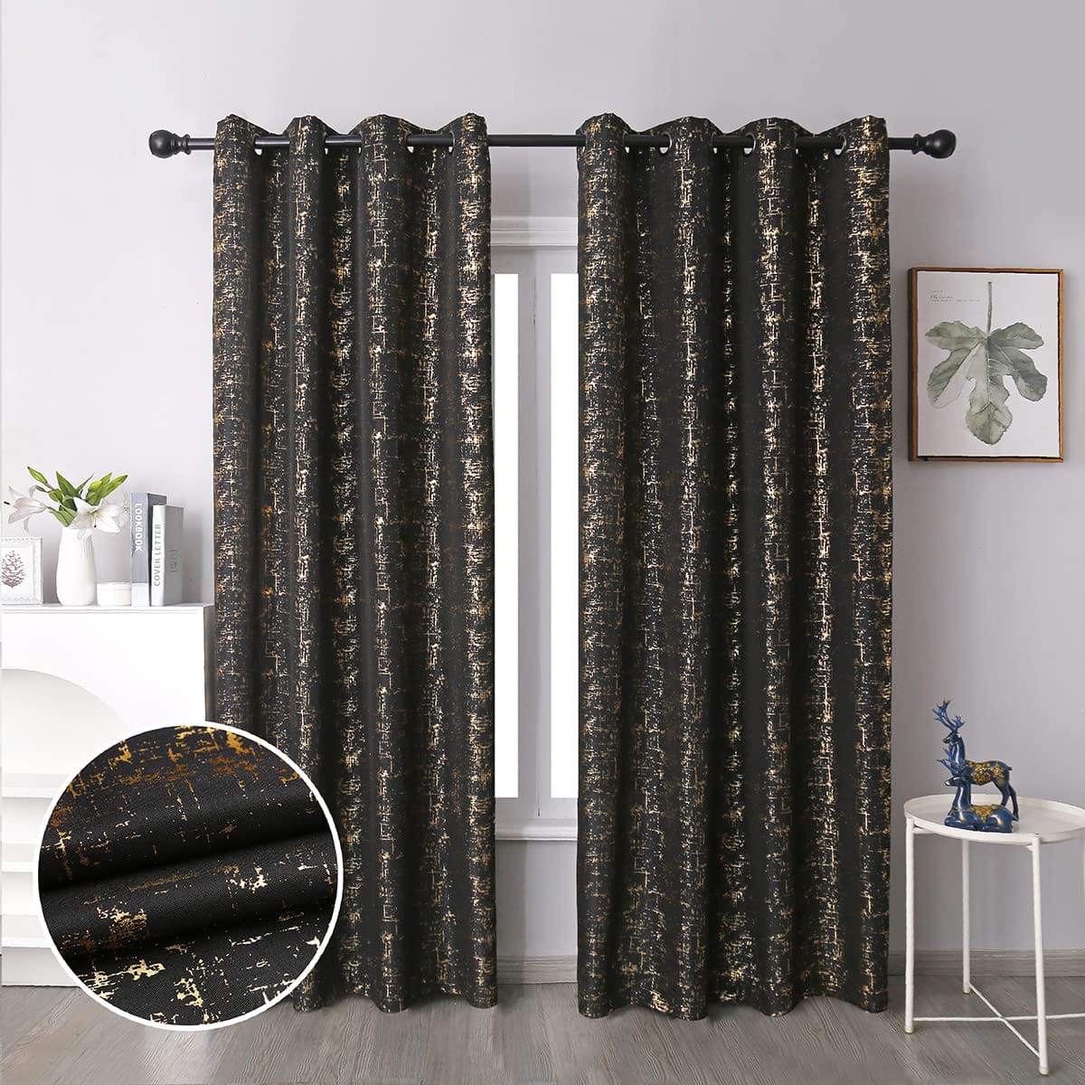3pc Marble Velvet Curtains
