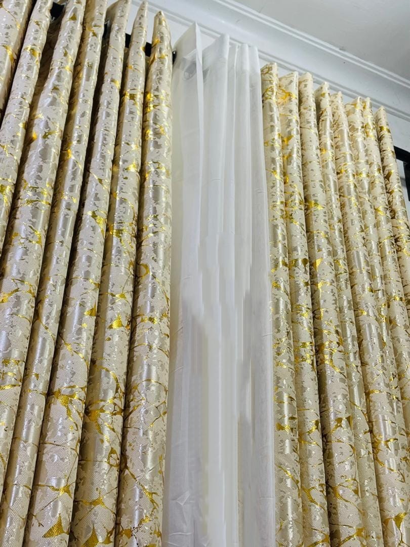 3pc Marble Velvet Curtains