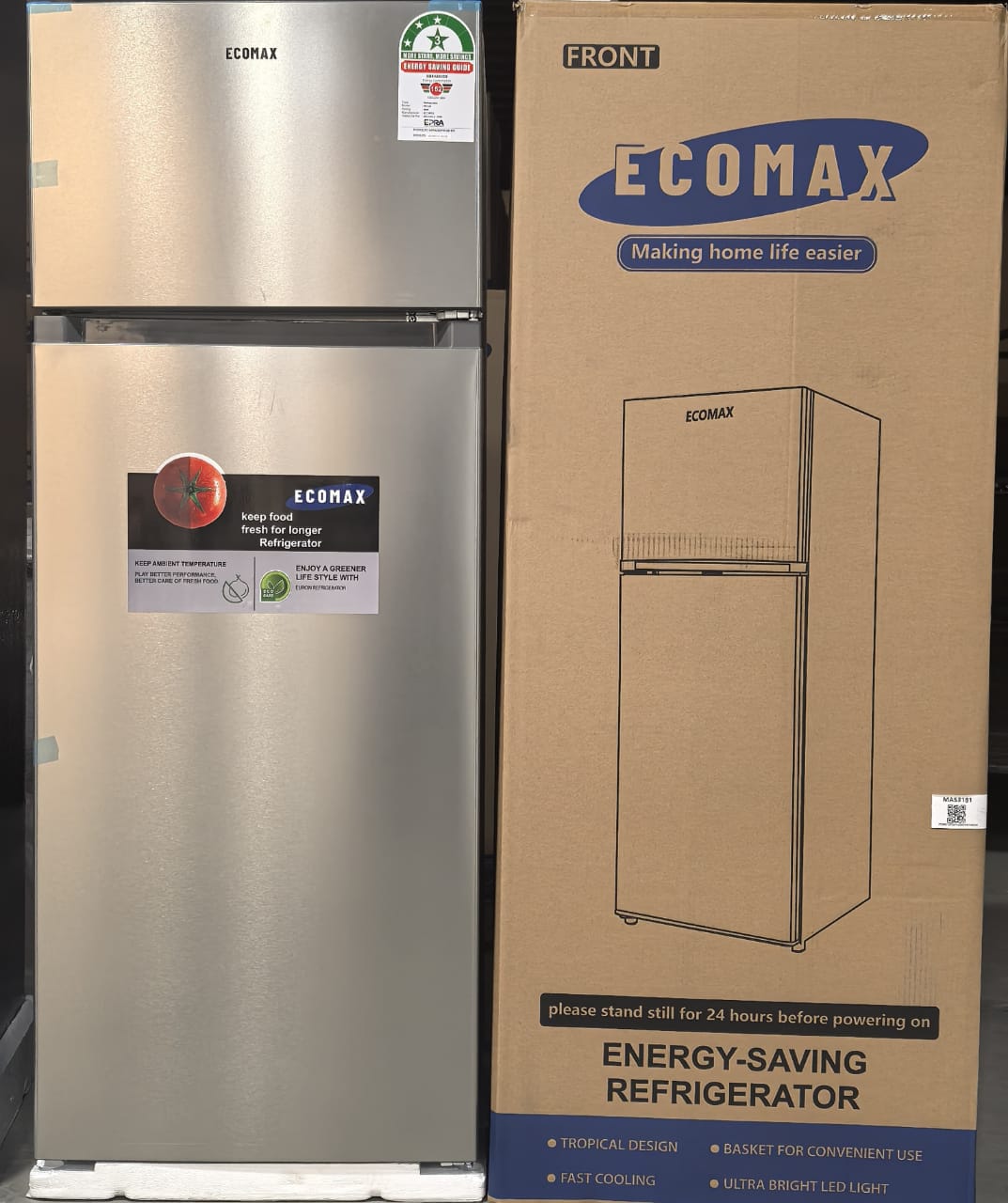 Ecomax 230Litres Dark Silver Double-Door Refrigerator