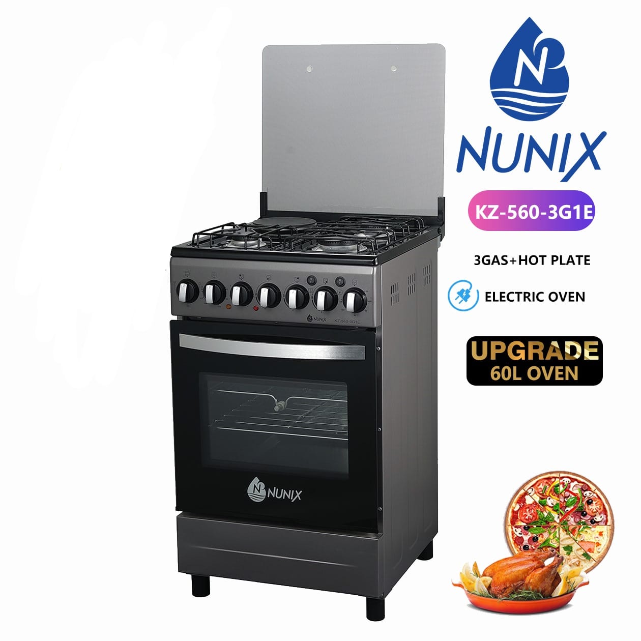 Nunix 50*55 Standing Cooker 3+1 Electric Oven
