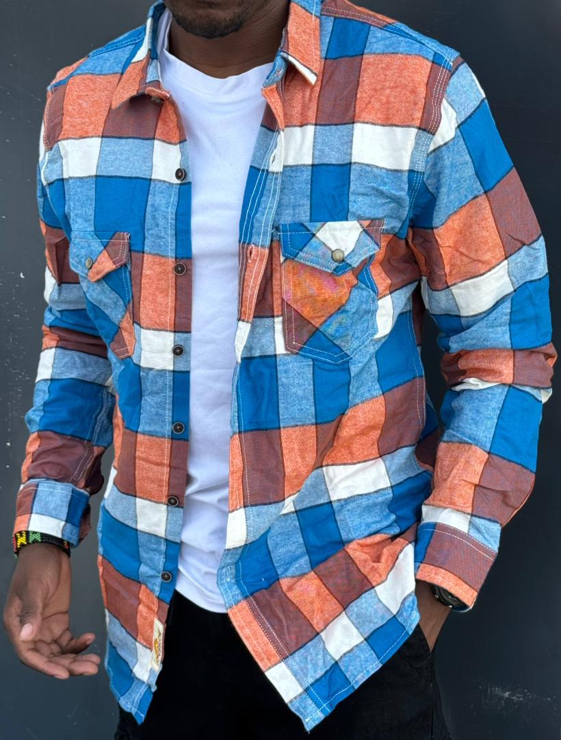 Tall Long Sleeve Textured Check Overshirt