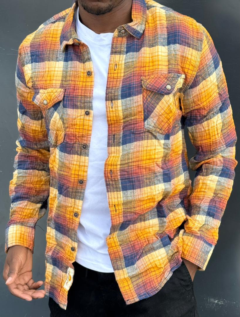 Tall Long Sleeve Textured Check Overshirt