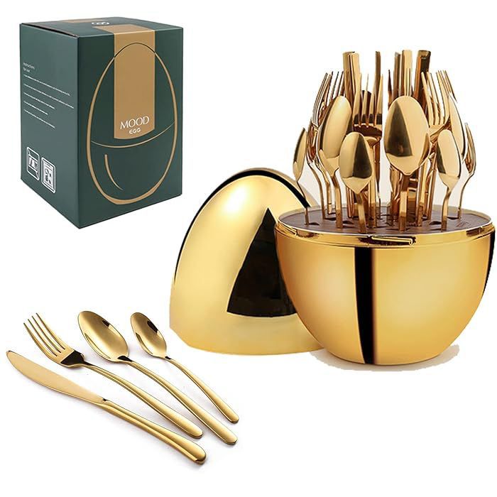 36pc Executive Egg-Shaped Cutlery Set Gold