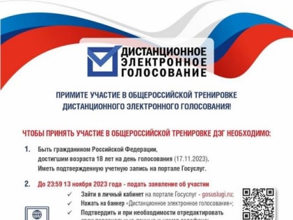 Примите участие в общероссийской тренировке дистанционного электронного голосования