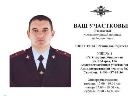 Информация об участковых Щербиновского района