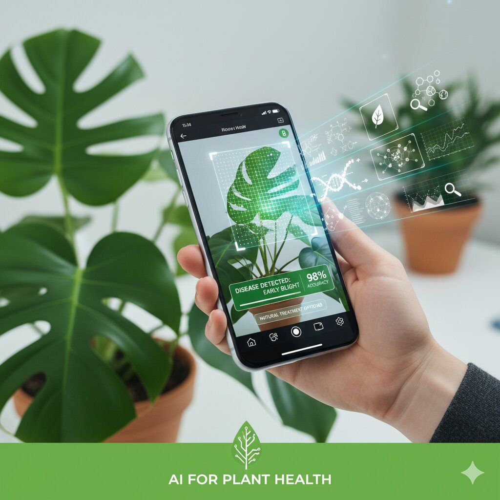 Smartphone scanning plant leaves using AI
