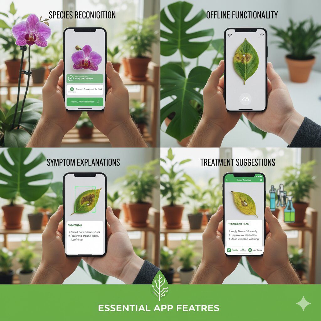 Checklist of features for plant diagnosis apps