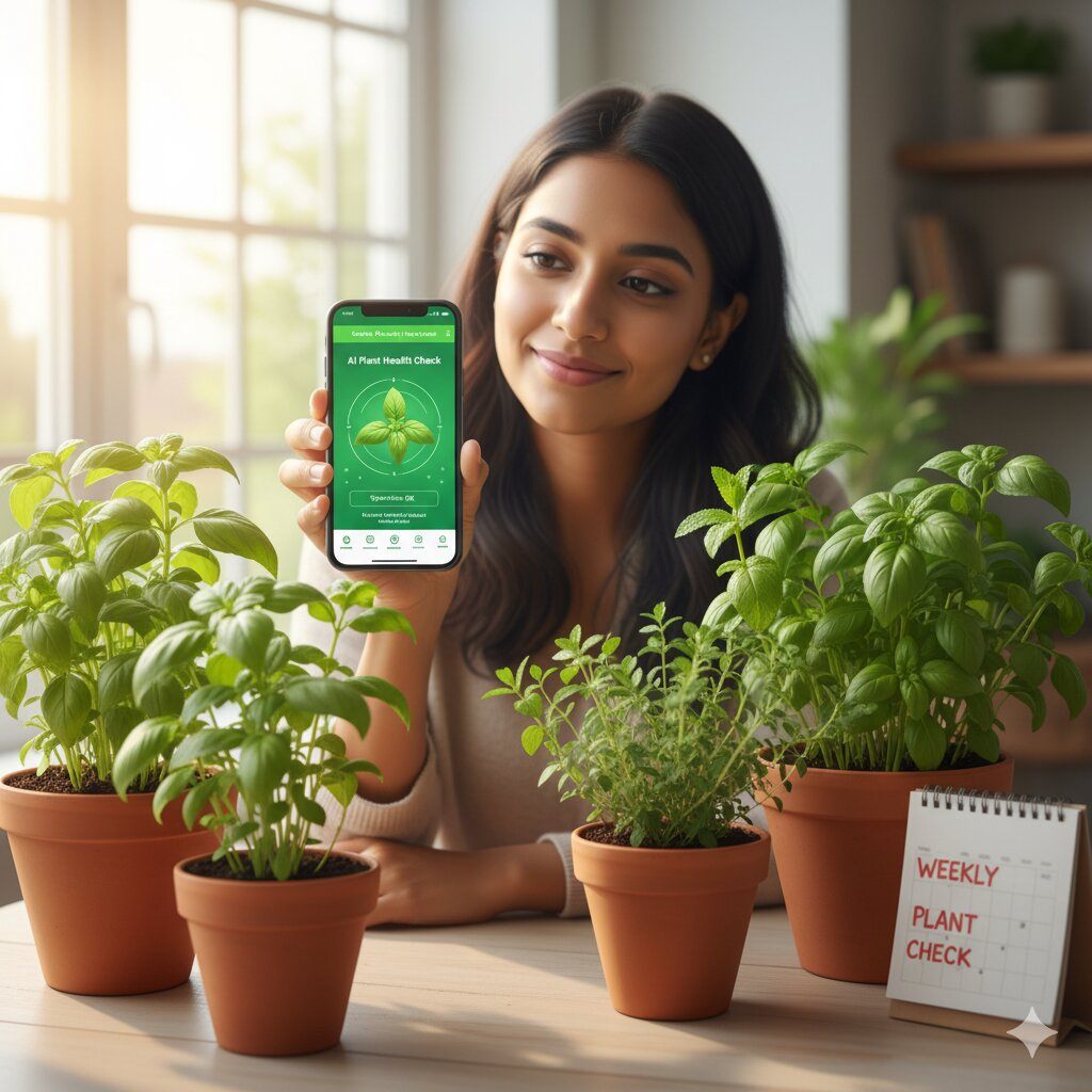 Indoor plant with leaf spot and pest damage