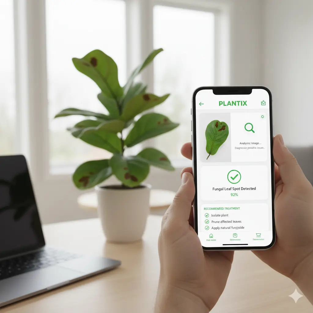 Screenshot of plant diagnosis mobile app