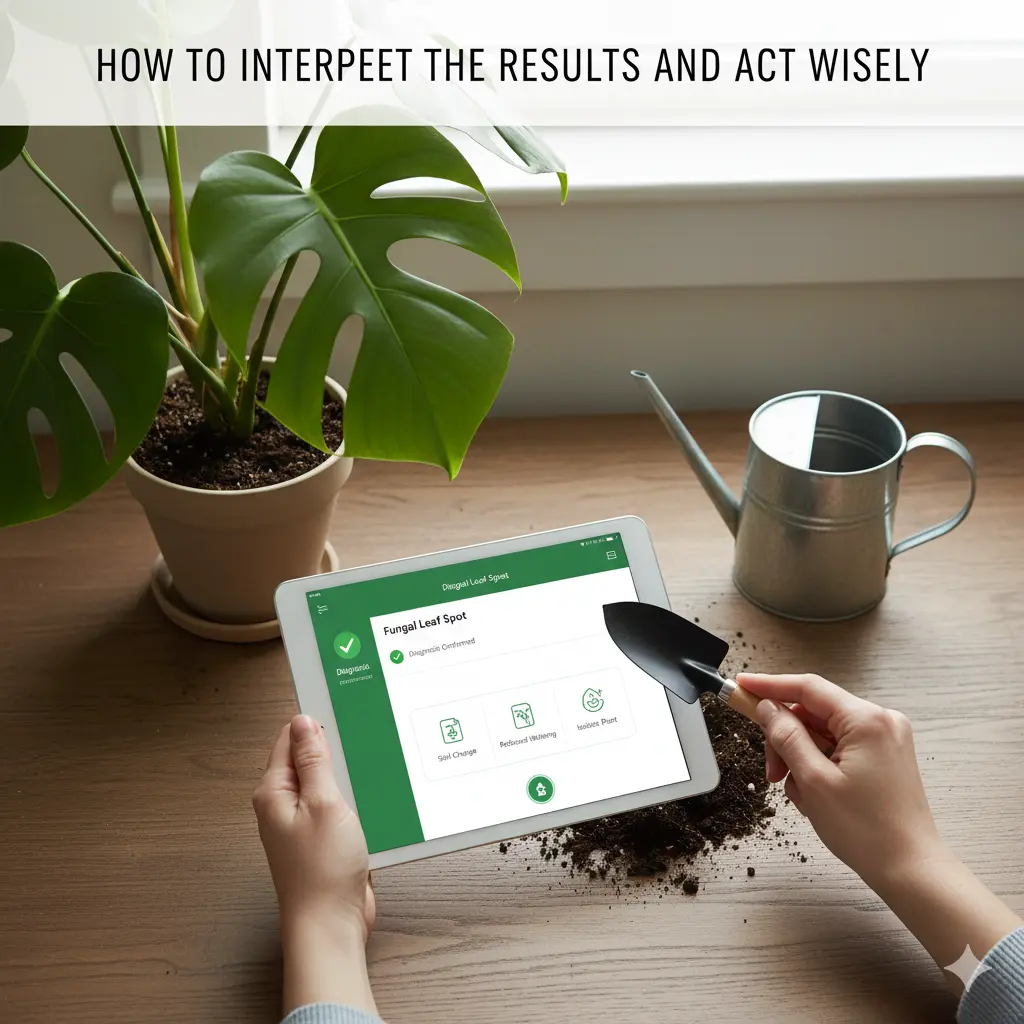 Garden tools and plant care setup after diagnosis