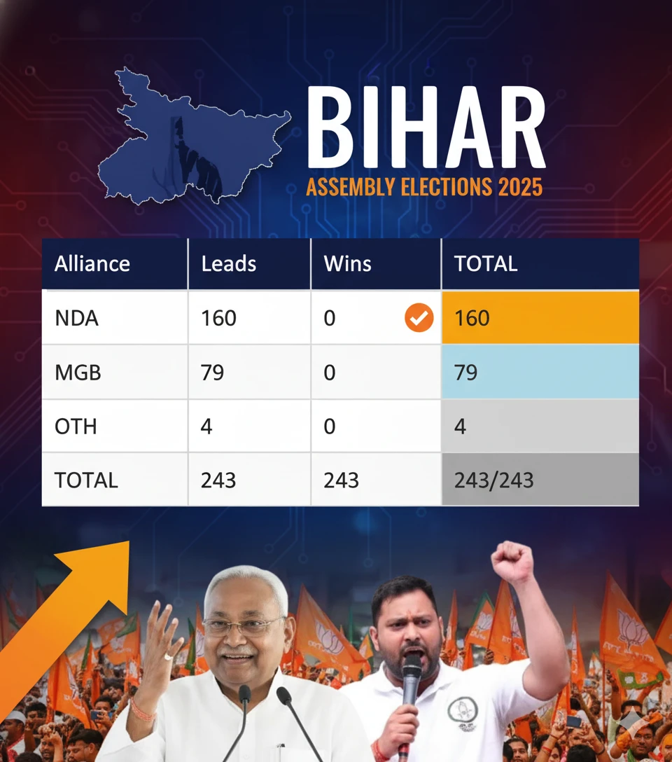 Bihar Election 2025: NDA की प्रचंड जीत, Nitish फिर सत्ता की ओर