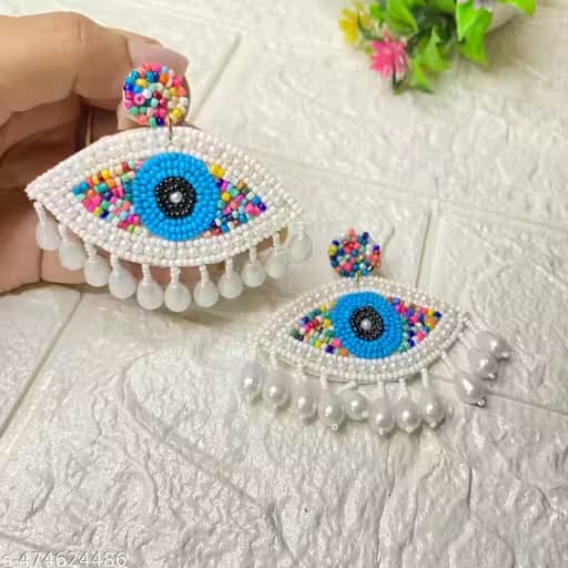 Evil eye handmade beaded earrings