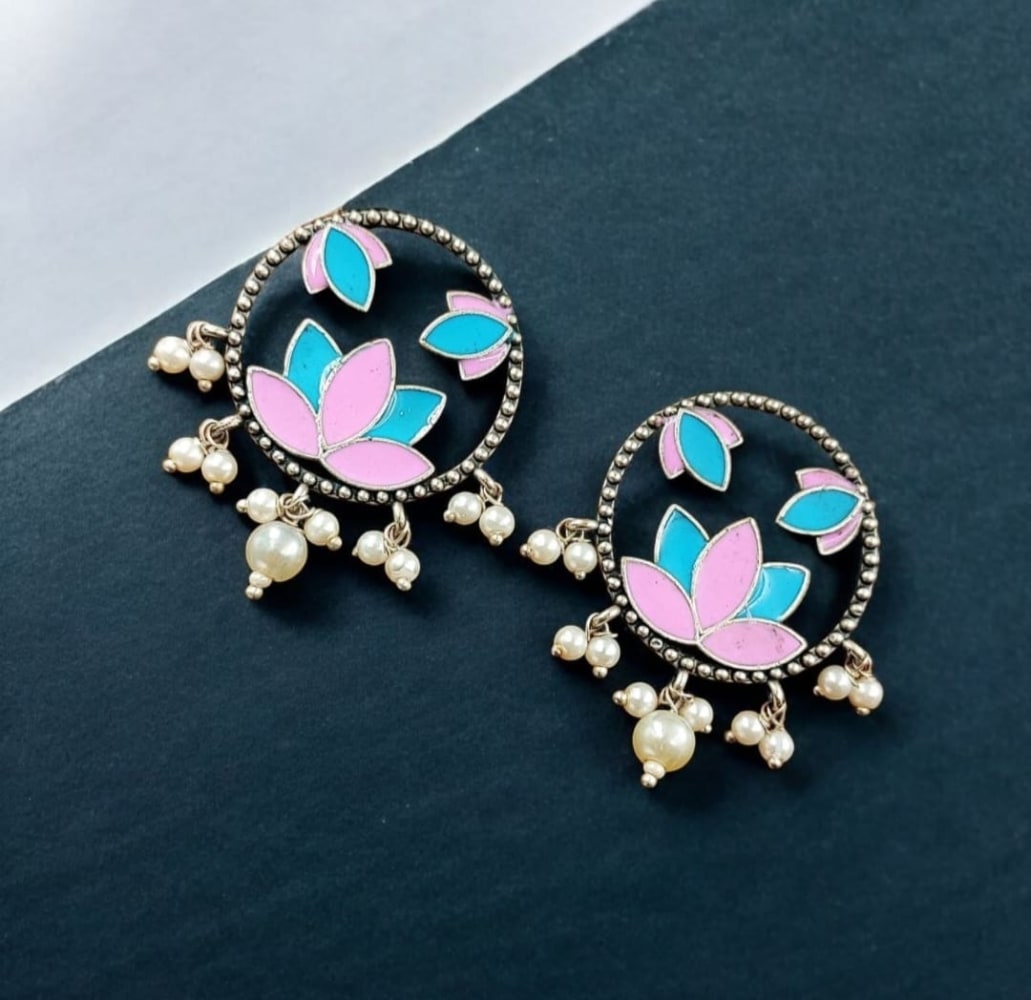 Premium Quality hand-painted flower stud earrings
