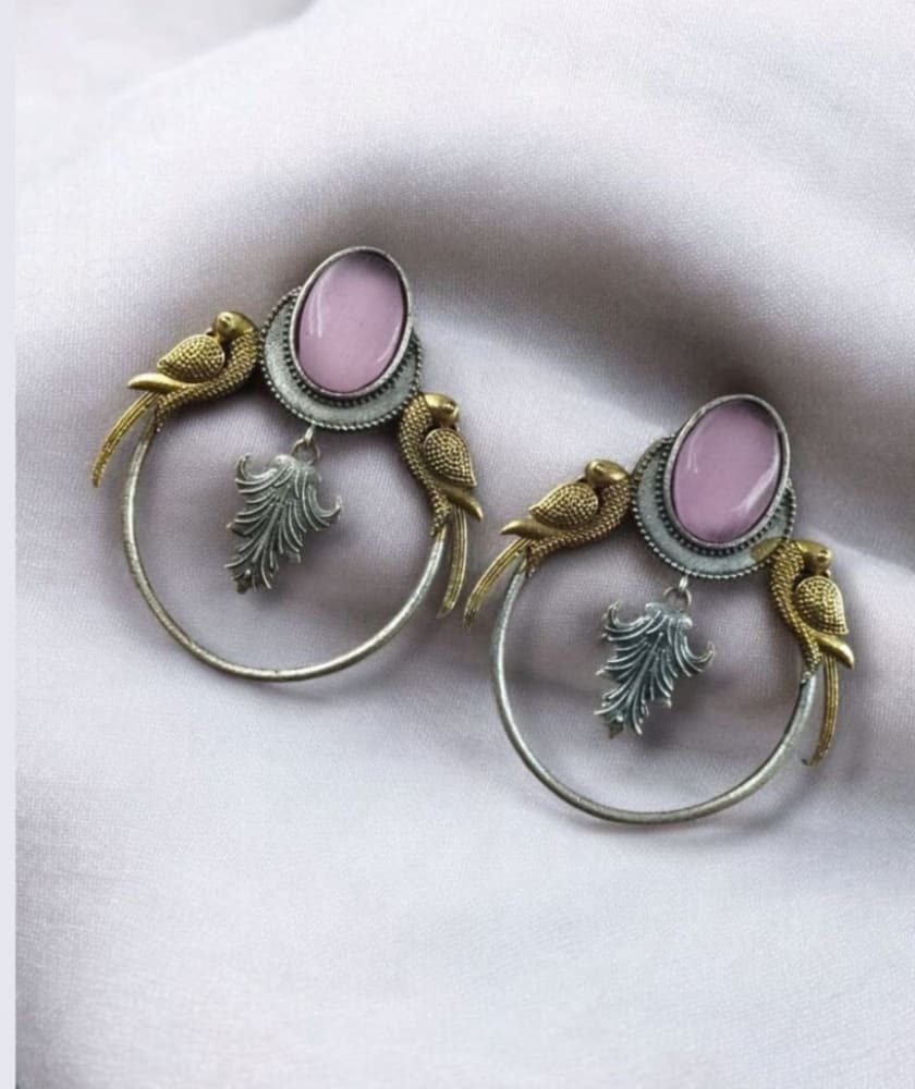 Western look alike two tone parrot earrings