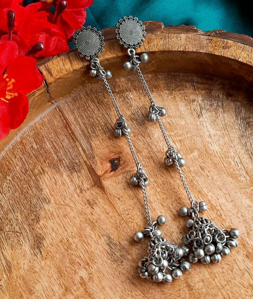 Silver long earrings