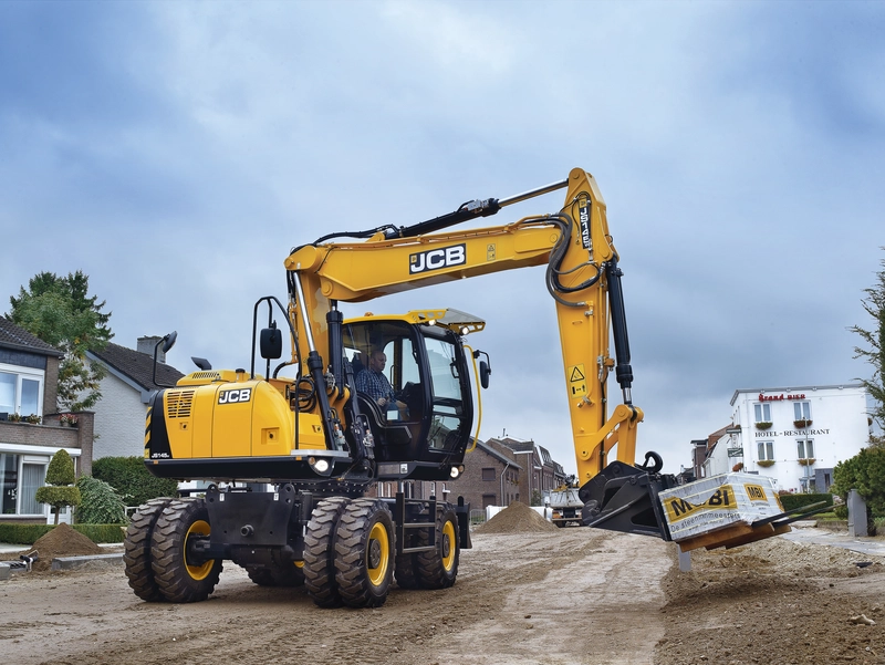 JCB graafmachine aan het werk