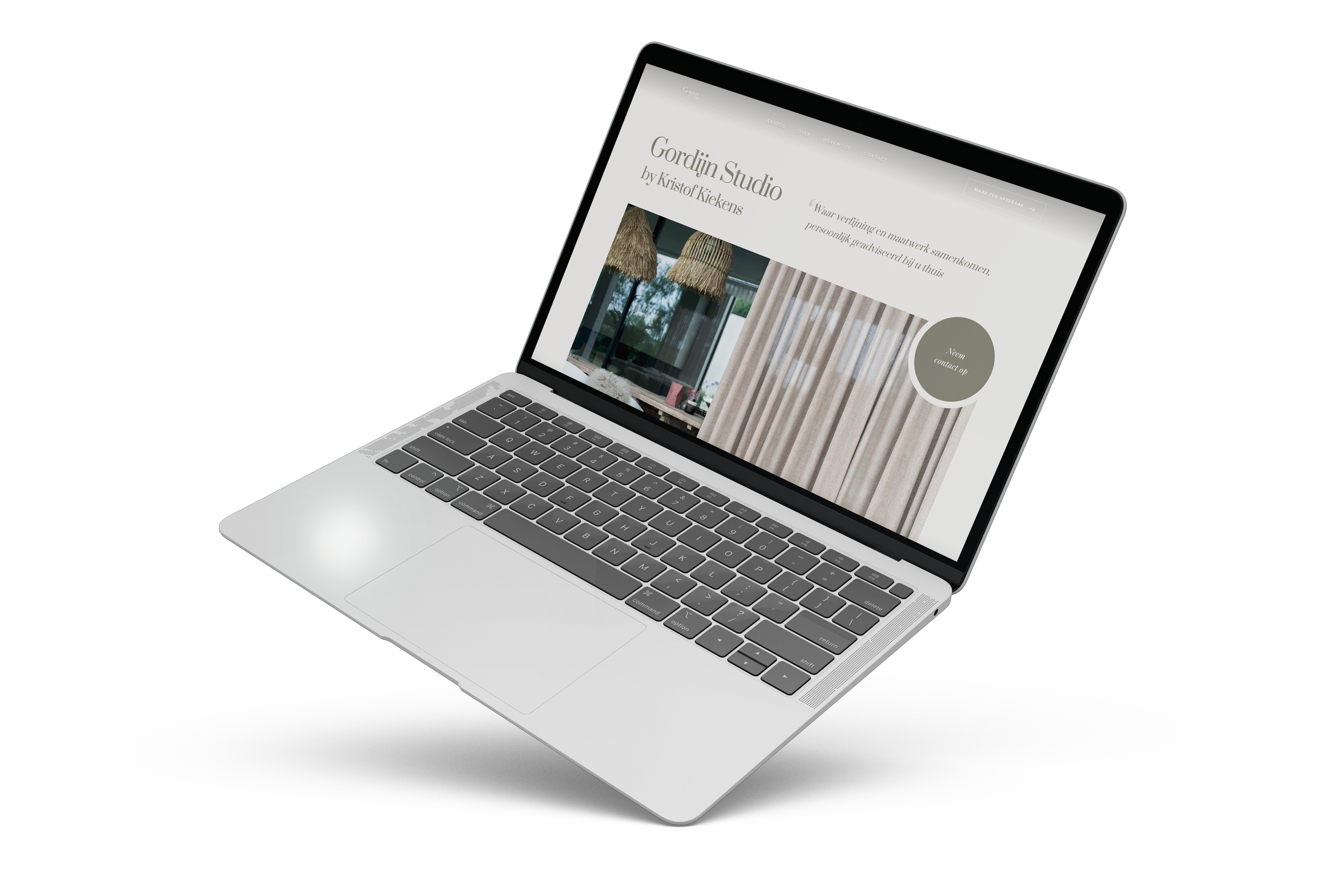 Voorbeeld van de one-page website van Gordijn Studio.