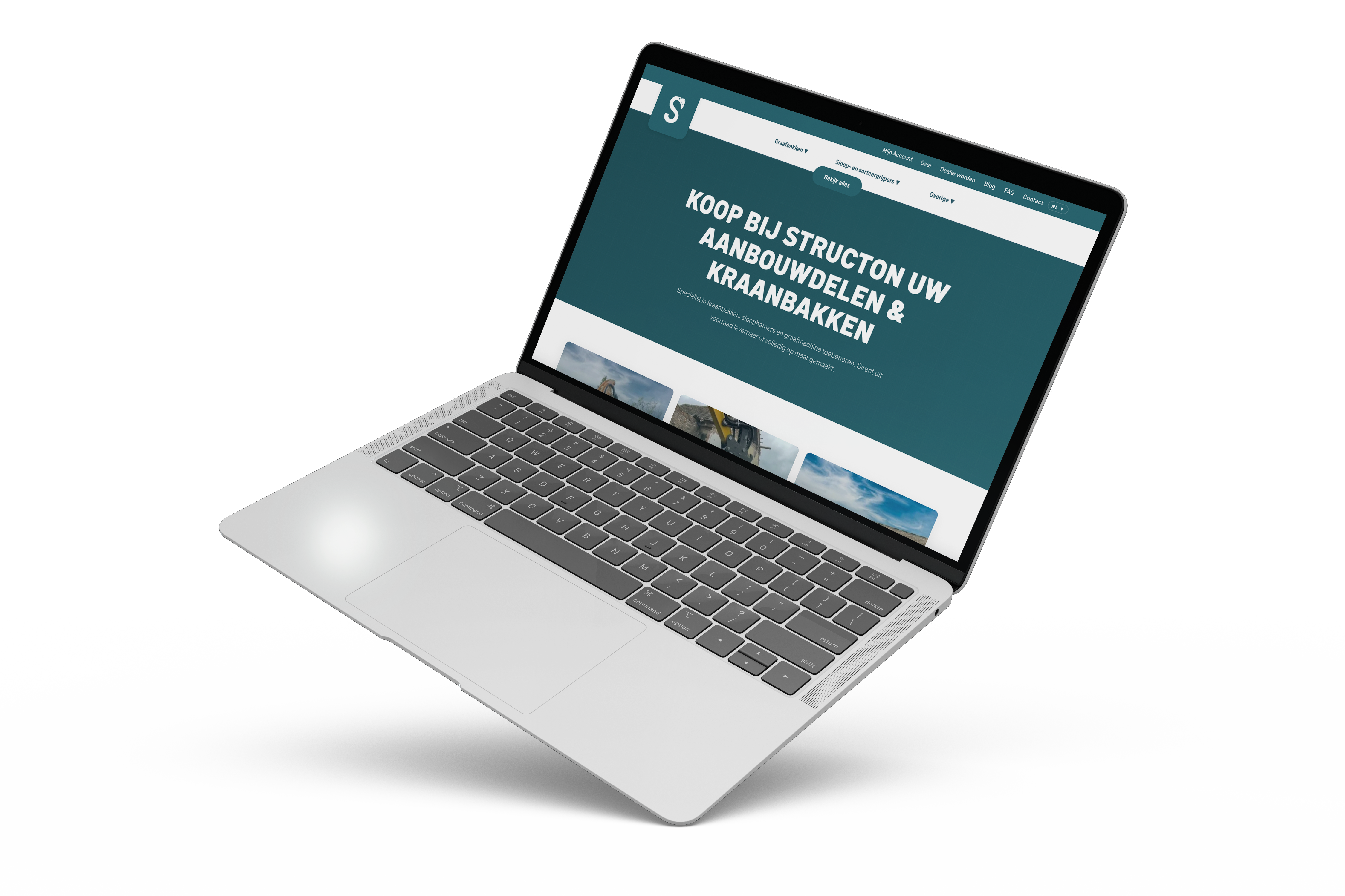 Visualisatie van de Structon Aanbouwdelen website met productoverzicht.