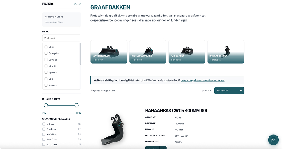 Afbeelding van een graafbak die Structon aanbiedt.