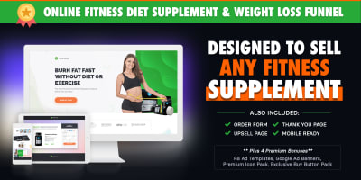 Online Fitness Diet Supplement & Weight Loss Funnel + **4 Bonuses**