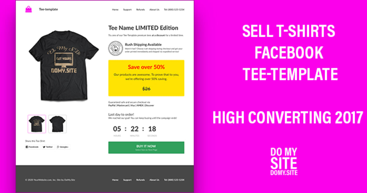 Sell T-Shirts Facebook Tee-Template : High Converting 2017