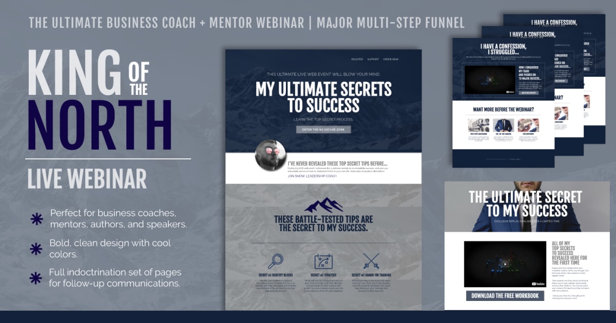 "KING OF THE NORTH" - Robust Live Webinar Funnel With Full Indoctrination Set