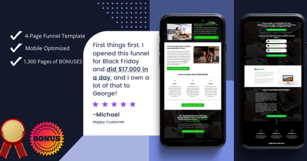Gorgeous Turnkey Sales Funnel Launch Template with 1300 Pages of Bonuses