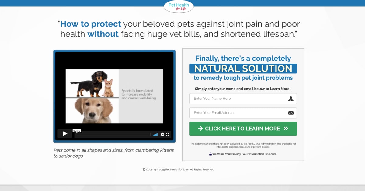 Pet Health For Life - Modere Affiliate Referral Bridge Page Funnel