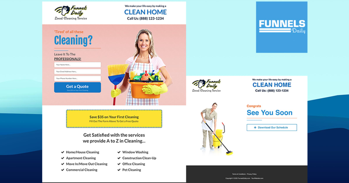 Local Cleaning Service Leads Funnel :: FunnelsHelper.com
