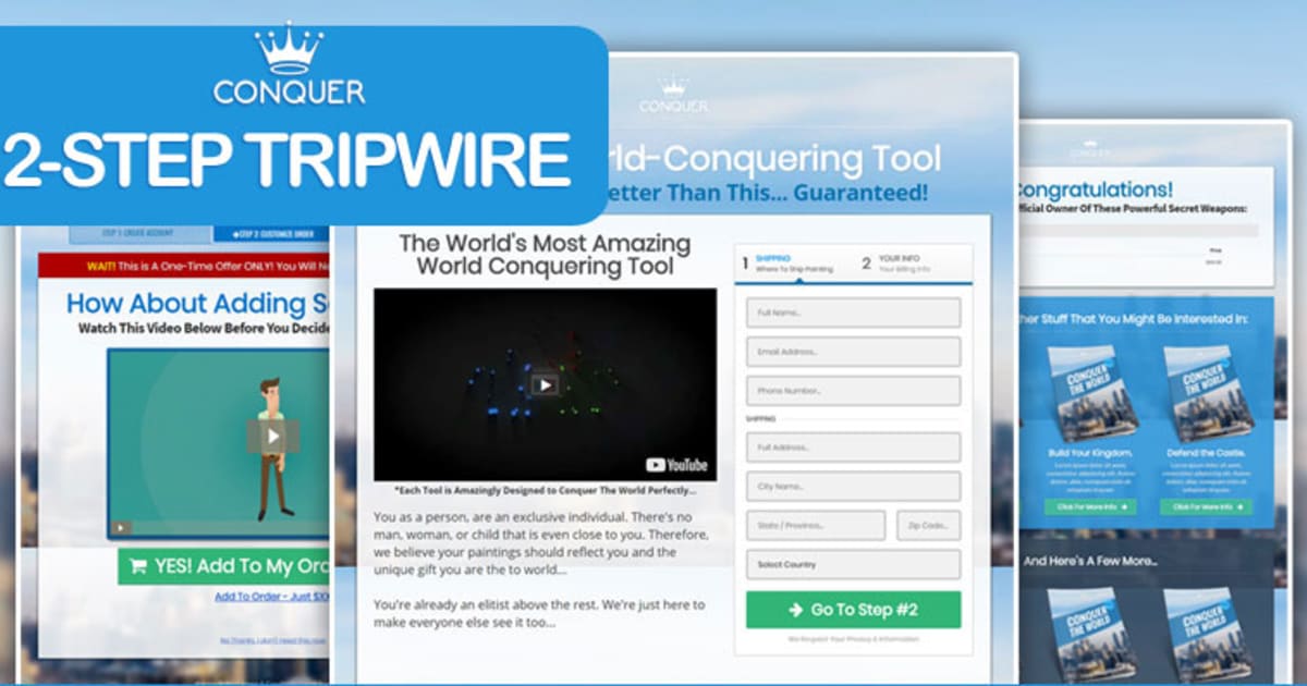 CONQUER | Two Step Tripwire Funnel
