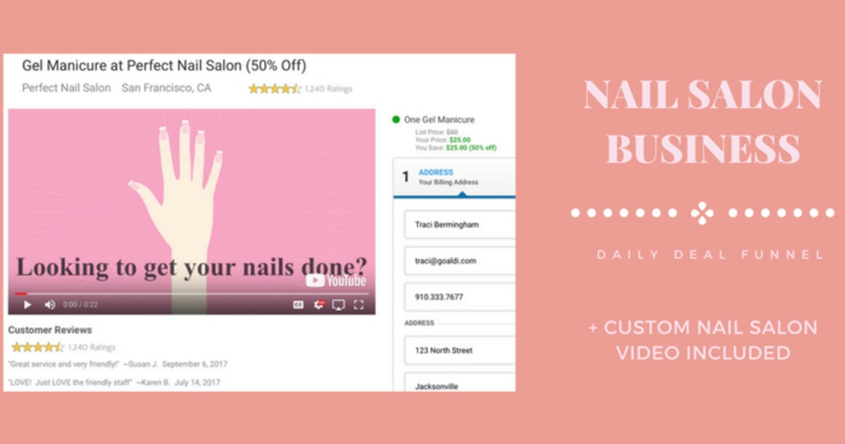 Nail Salon + Custom Video Daily Deal Funnel