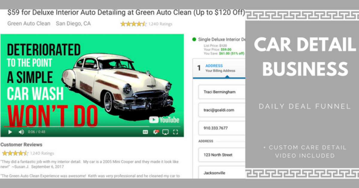 Auto Detail Service + Custom Video Daily Deal Funnel