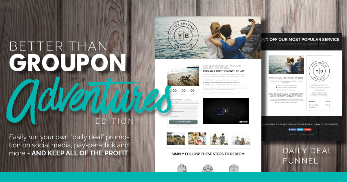 "Better Than Groupon Series" - Adventures + Activities Promotion Funnel