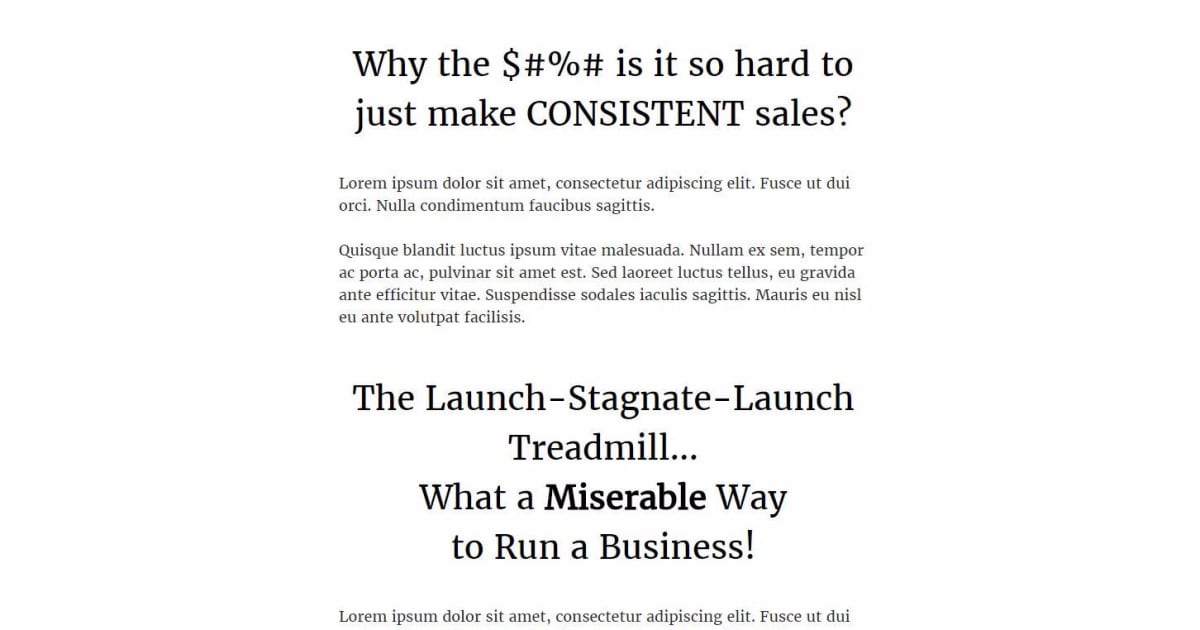 FFI EMAIL MARKETING CLASS :: Long Form Squeeze Lead Magnet Page