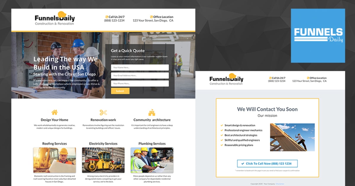 Construction & Renovation Leads Funnel :: FunnelsHelper.com