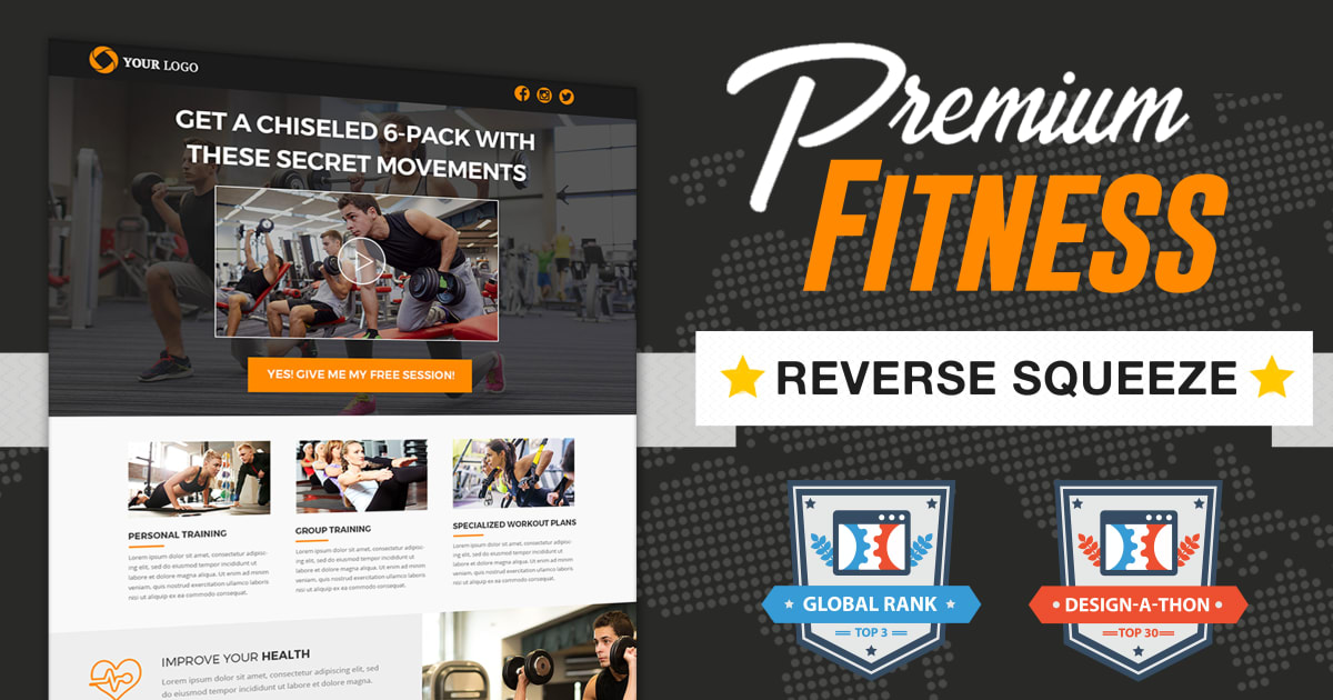 Fitness / Gym REVERSE Squeeze Page Funnel **BONUS** 5 Step Email Sequence!