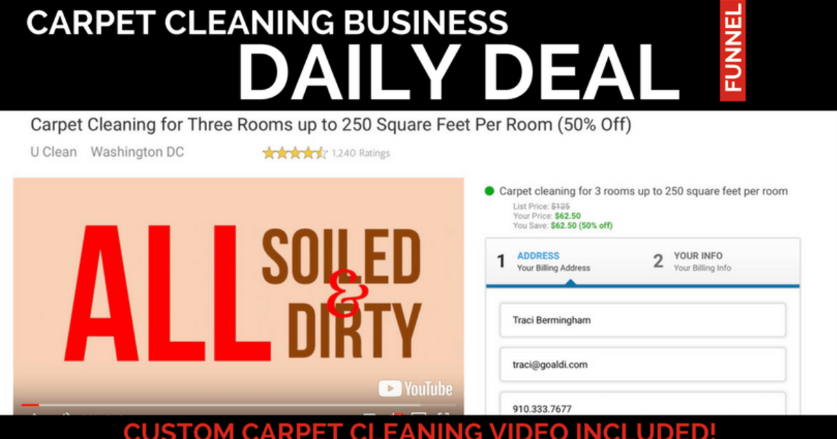 Carpet Cleaning + Custom Video Daily Deal Funnel