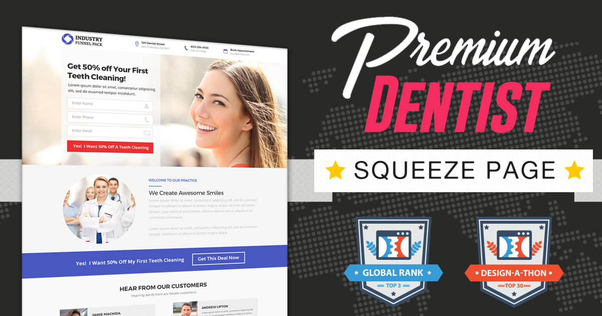 Dentist Squeeze Page Funnel  **BONUS** 5 Step Email Sequence!