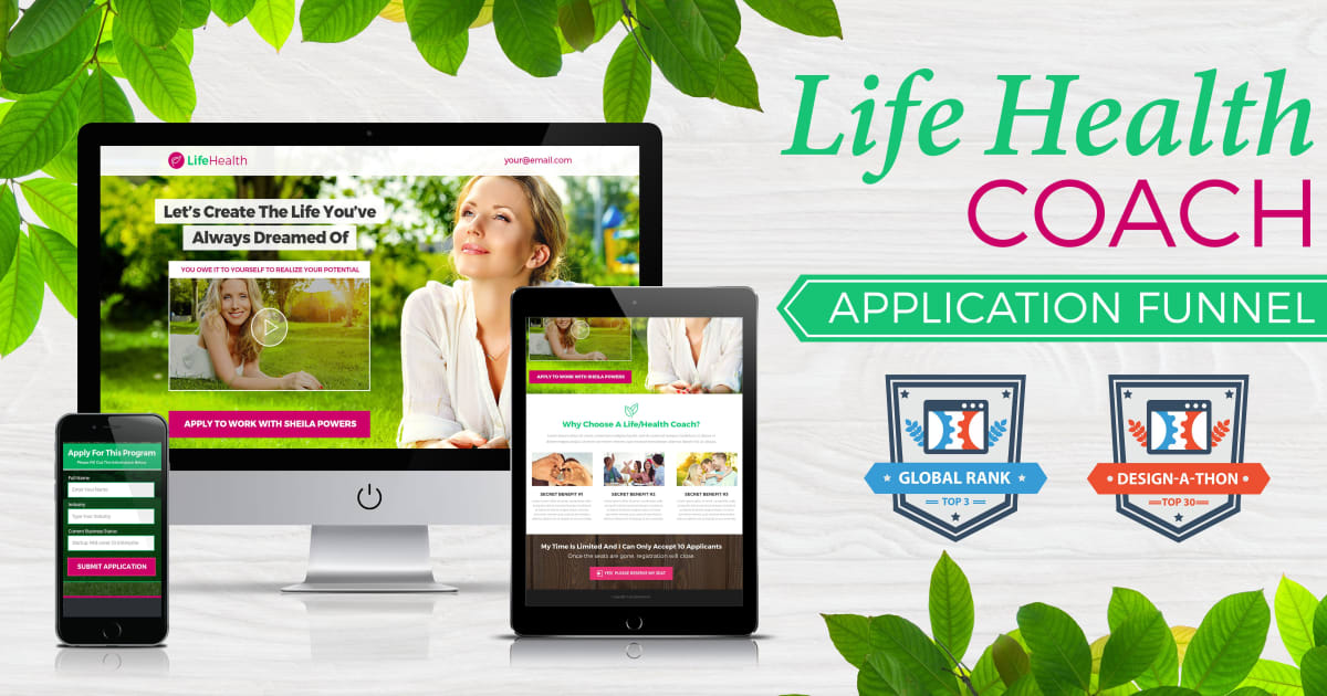 Life/Health Coach Application Funnel **BONUS** Proven 5 Step Email Sequence!