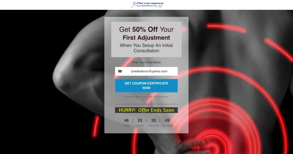 Chiropractor Customer-Building Funnel with split-test $47